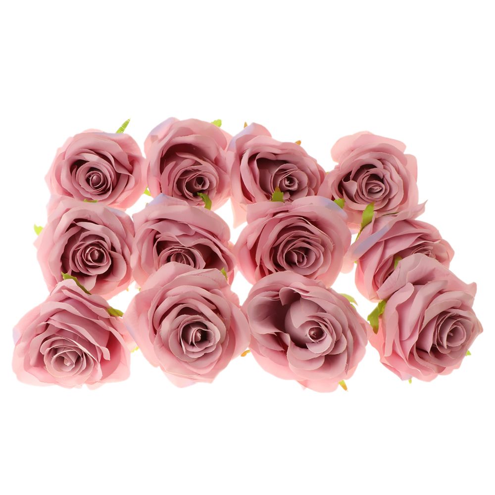 marque generique - 12 Pièces Soie Rose Têtes De Fleurs De Mariage DIY Bouquet Décor Deep Purple - Plantes et fleurs artificielles