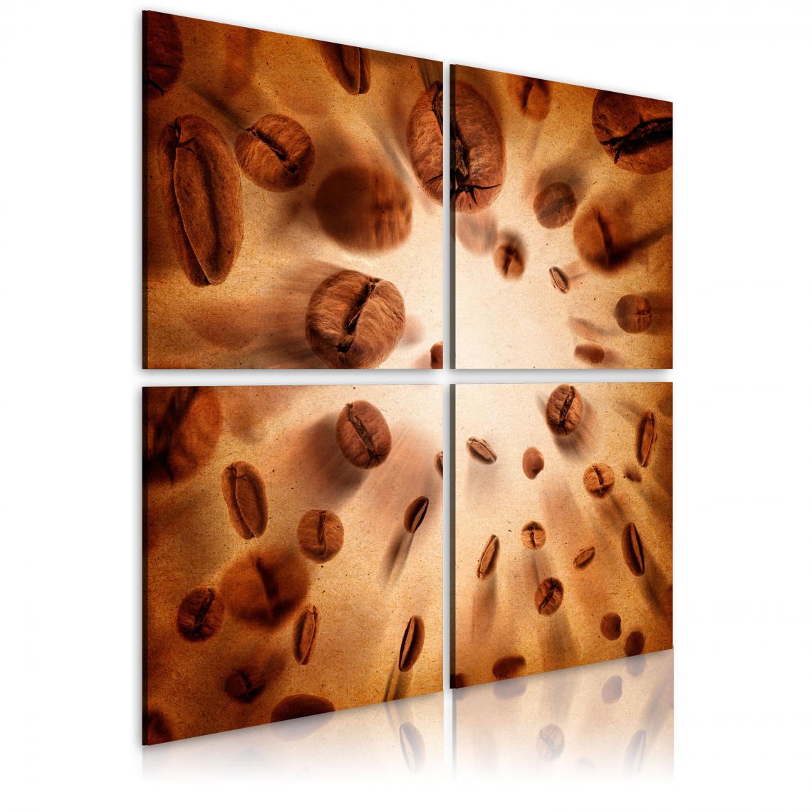 Decoshop26 - Tableau sur toile en 4 panneaux décoration murale image imprimée cadre en bois à suspendre Café énergétique 80x80 cm 11_0005811 - Tableaux, peintures