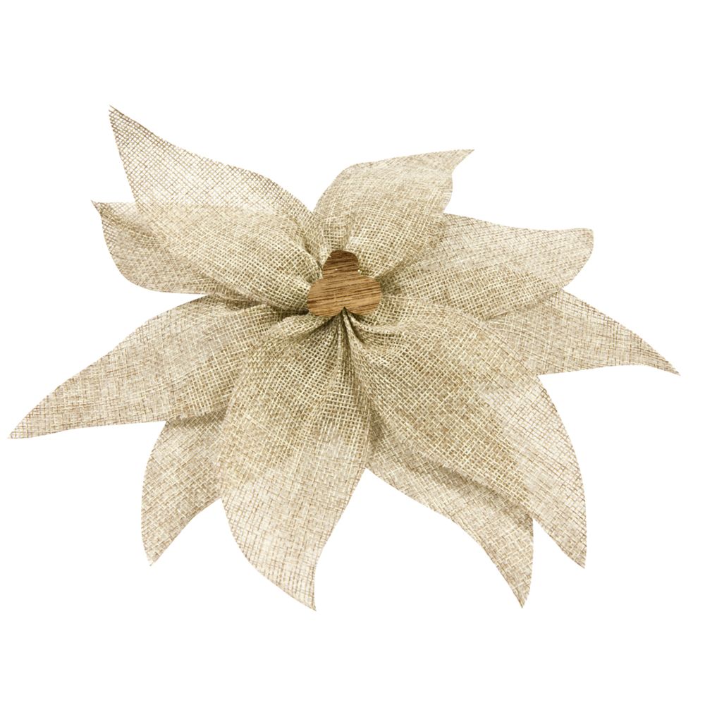 Visiodirect - Nœud Fleur en toile avec perles - 20 cm - Décorations de Noël