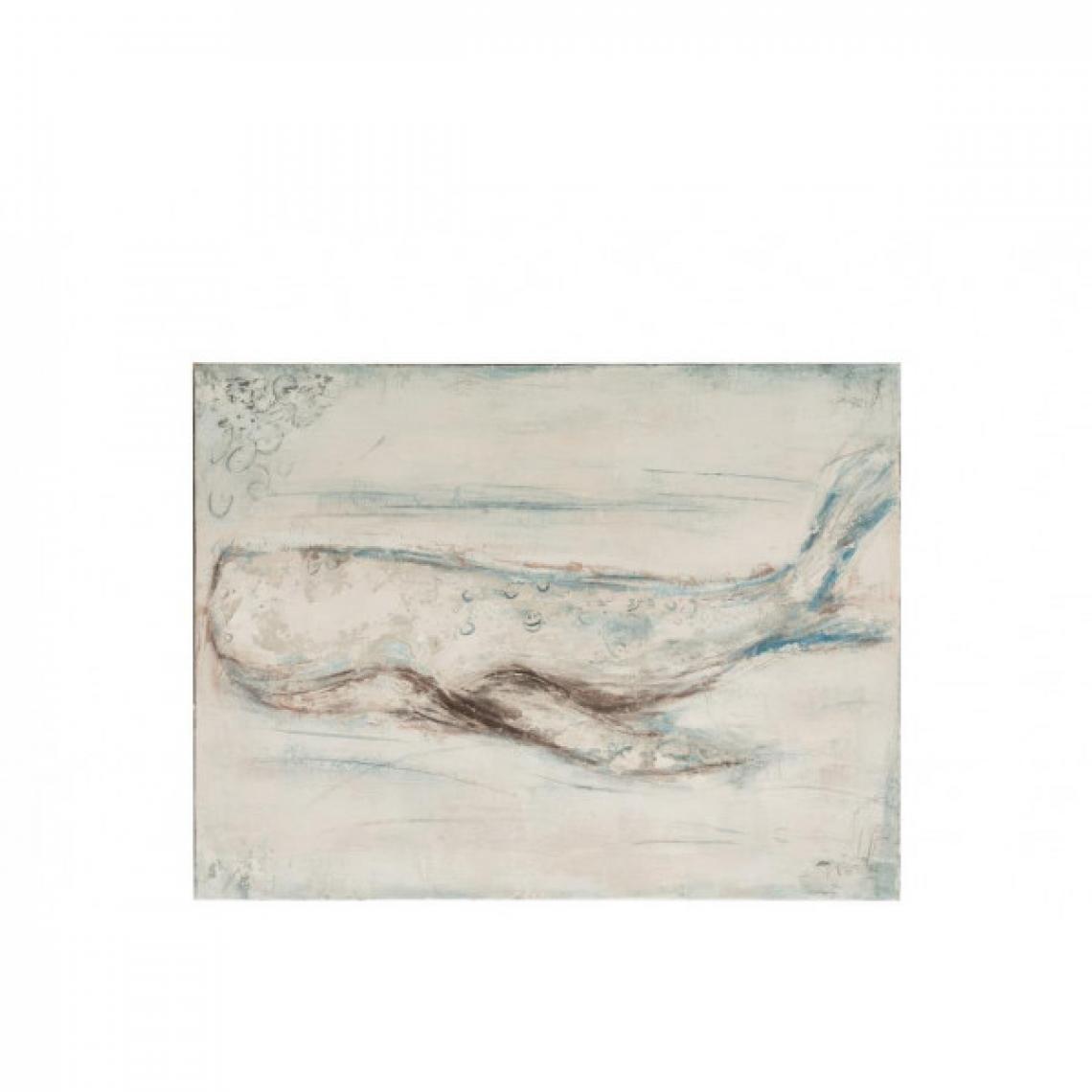 Dansmamaison - Tableau Baleine Canevas/Bois Bleu/Blanc - L 120 x l 4 x H 90 cm - Tableaux, peintures