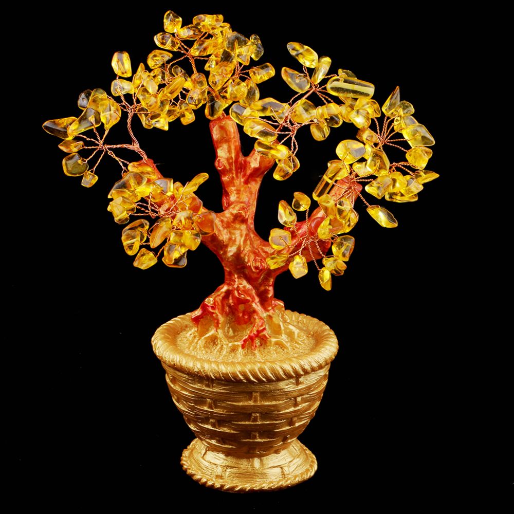 marque generique - 7 '' mini arbre en argent cristal bonsaï style chance chanceux chance chance feng shui jaune - Objets déco