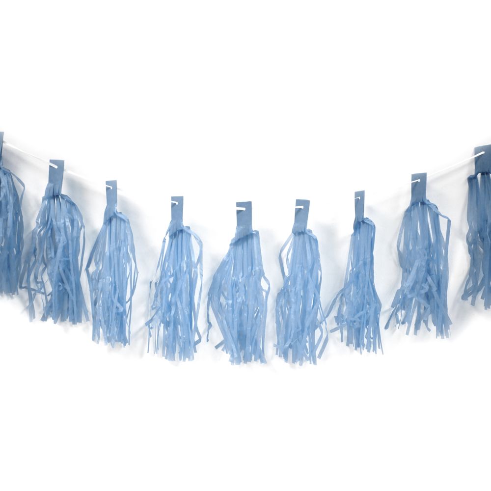 Visiodirect - Guirlande Fantaisie 20 pompons - Bleu ciel - Objets déco