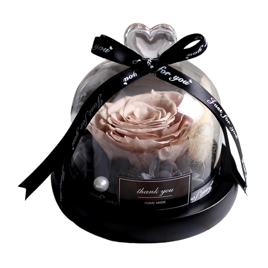 marque generique - Dôme En Verre Rose Préservé Romantique Fleur De Cadeau De Saint-Valentin Avec LED Rouge - Plantes et fleurs artificielles