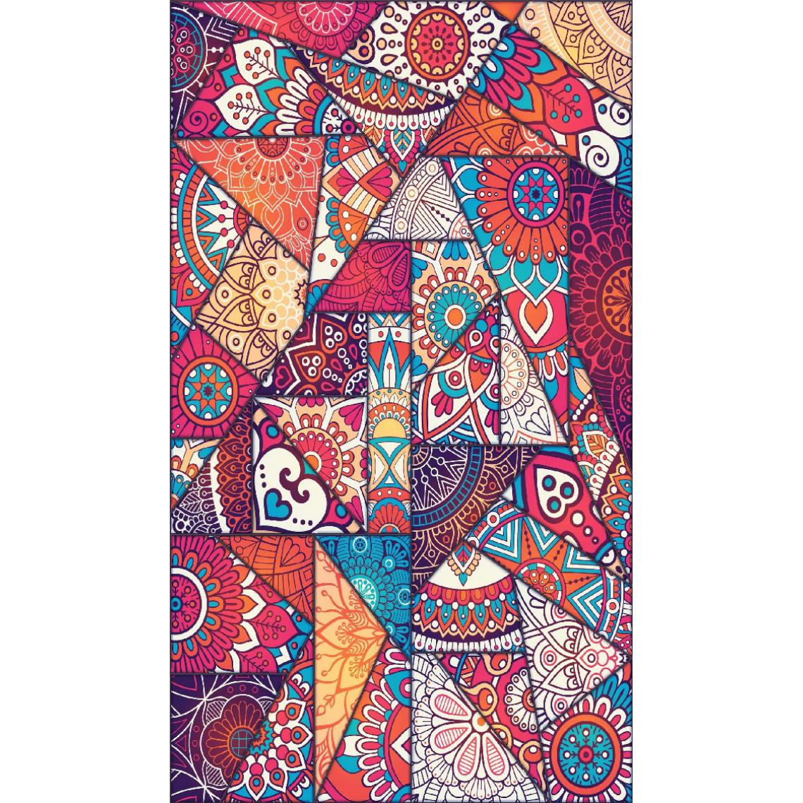 Homemania - HOMEMANIA Tapis Imprimé Mandala Mosaic 1 - Géométrique - Décoration de Maison - Antidérapant - Pour Salon, séjour, chambre à coucher - Multicolore en Polyester, Coton, 100 x 200 cm - Tapis