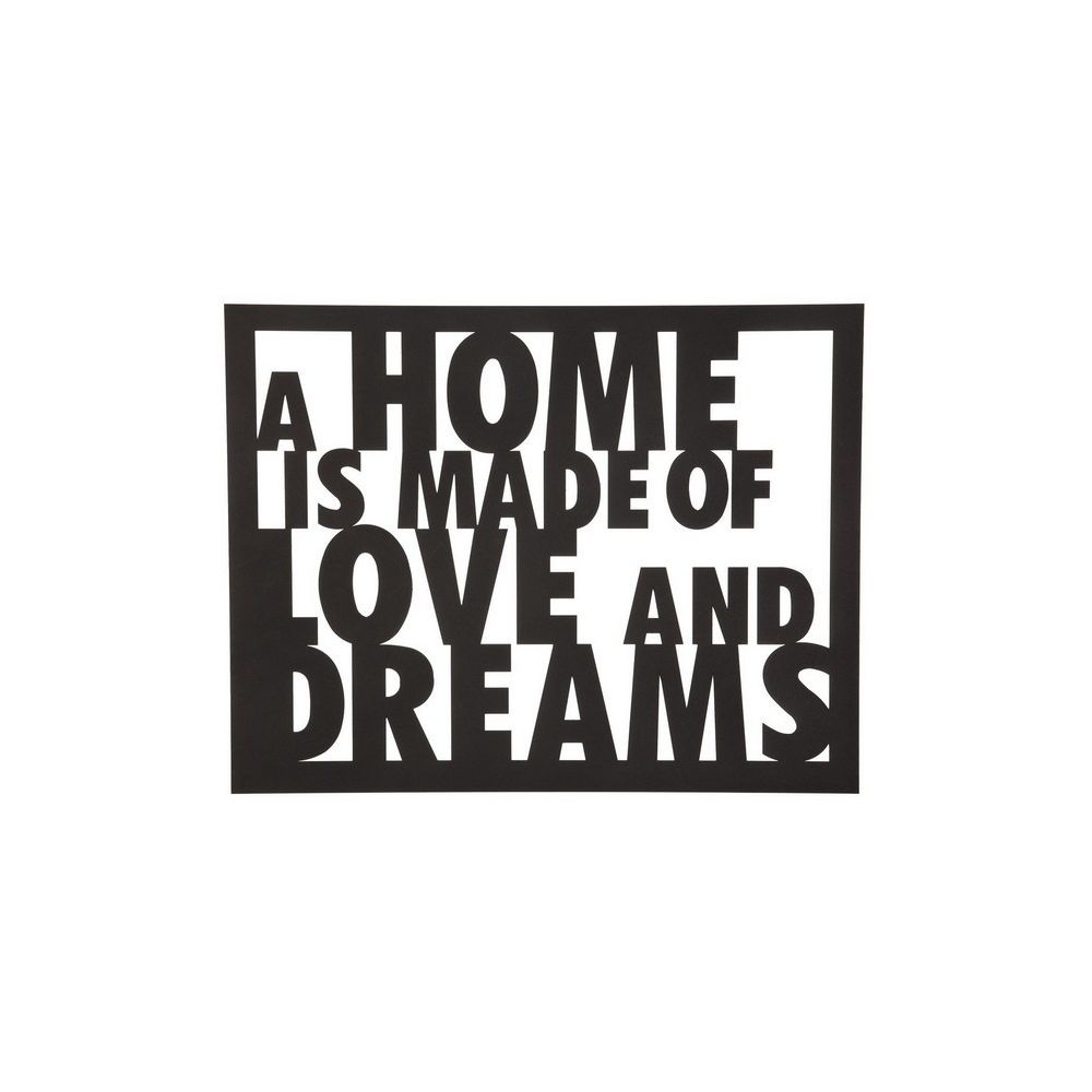 Homemania - HOMEMANIA Décoration Murale Love and Dreams - Art Mural - Citations - Home - pour Séjour, Chambre - Noir en Acier, 70 x 0,15 x 57 cm - Objets déco