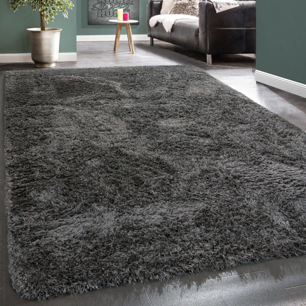 Paco-Home - Tapis Poils Hauts Moelleux Moderne Shaggy Style Flokati Confortable Uni Anthracite - Tapis