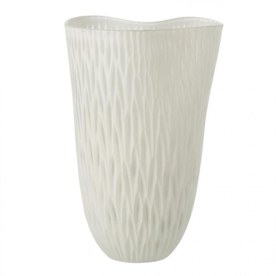 Paris Prix - Vase Design en Verre Flamme 27cm Blanc - Vases