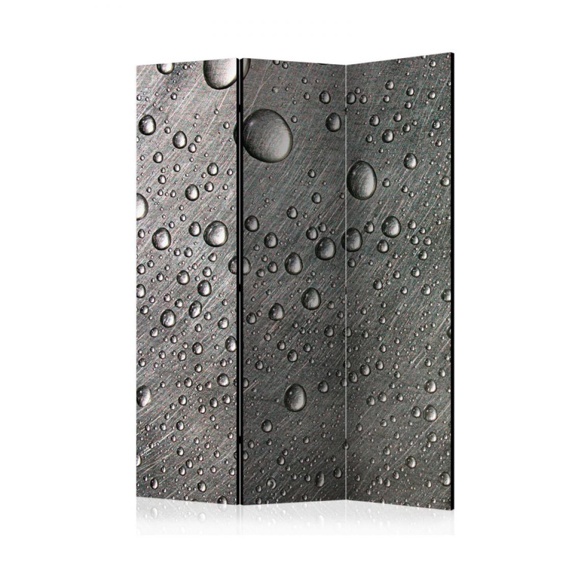 Artgeist - Paravent 3 volets - Steel surface with water drops [Room Dividers] 135x172 - Paravents