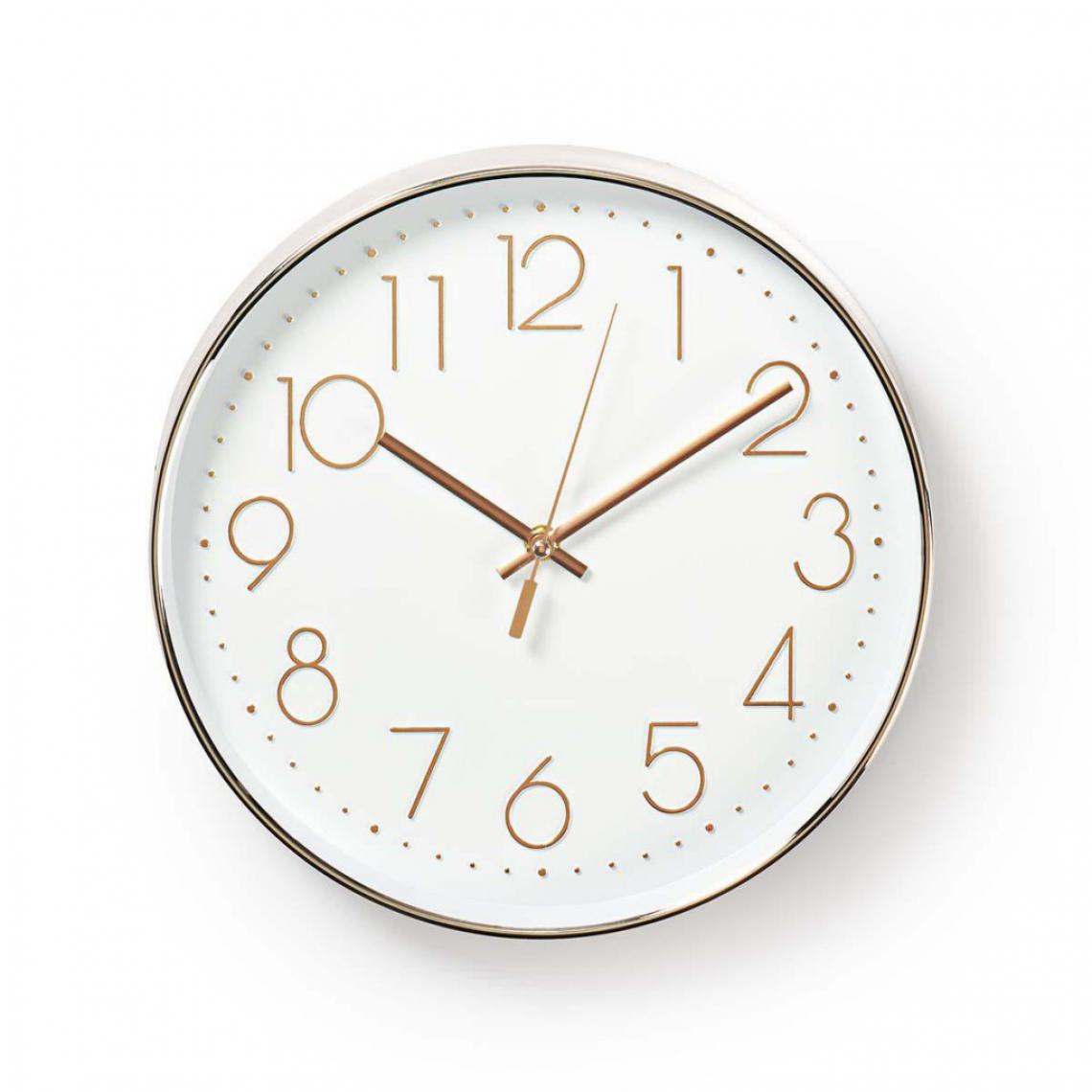 Alpexe - Horloge Murale Circulaire | 30 cm de Diamètre | Blanc et Métallique - Horloges, pendules