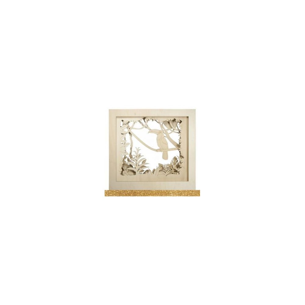 marque generique - Cadre bois Toucan XL 53 x 53 x 14,5 cm + masking tape doré à paillettes 5 m offert - Décorations de Noël