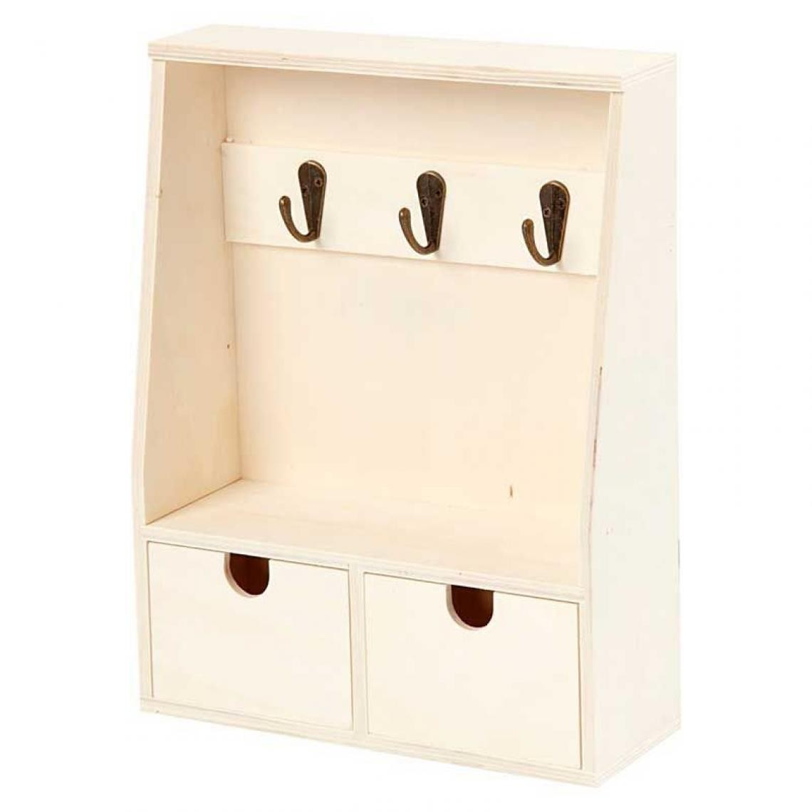Creotime - Boîte à clés en bois 28,5 x 22 x 8 cm - Objets déco
