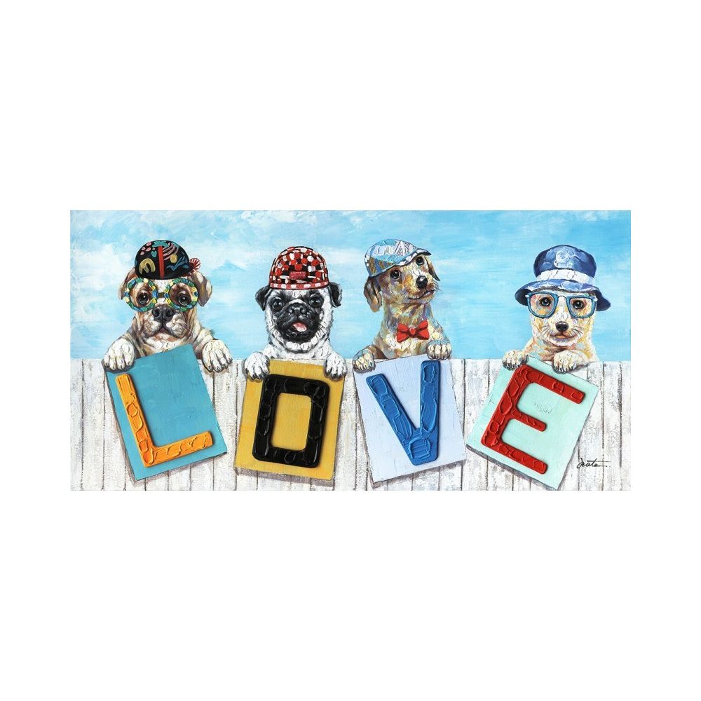 Meubletmoi - Peinture chien love pour chambre enfant - DOG TEAM - Tableaux, peintures