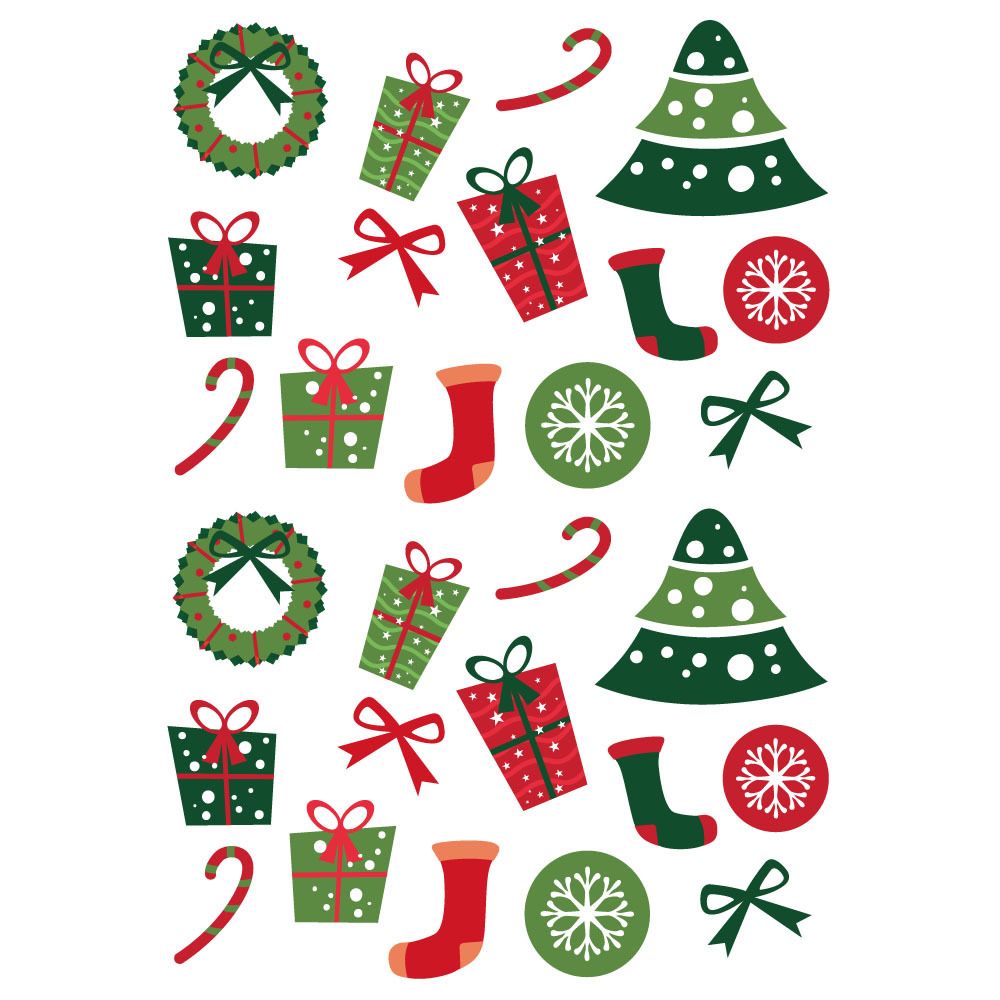 Adzif Biz - Planche de Sticker de Noël - Adhésifs Transparents - Dimensions A3 - Décorations de Noël