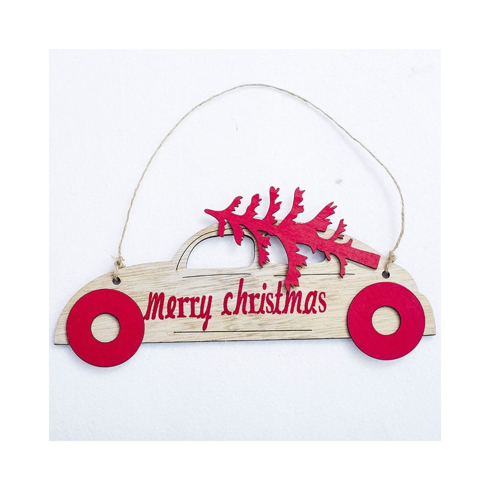 Wewoo - 2 pcs noël tag décoratif en bois arbre de voiture forme pendentifs décoratifs jaune - Décorations de Noël
