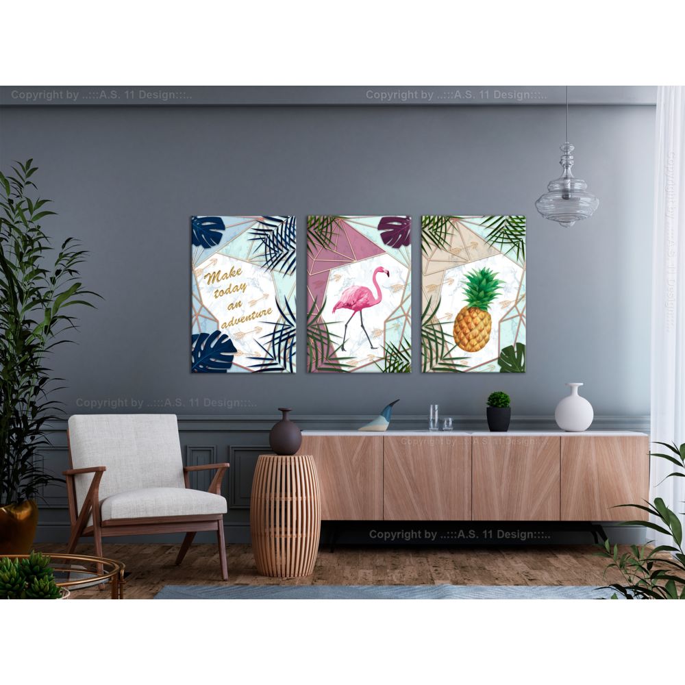 marque generique - 120x60 Tableau Abstraction Esthetique Tropical Triptych (3 Parts) - Tableaux, peintures