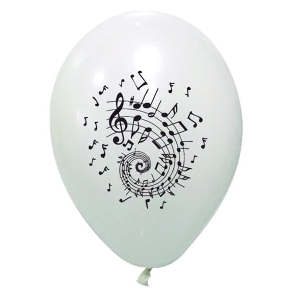 Visiodirect - Lot de 96 ballons Imprimés notes de musique coloris blanc - 28 Cm - Objets déco