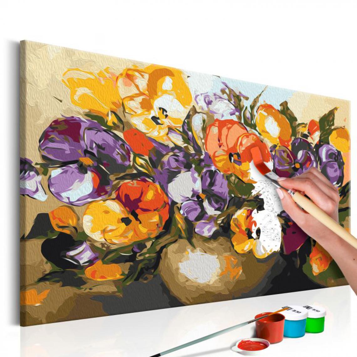 Paris Prix - Tableau à Peindre Soi-Même Violas dans un Vase 40x60cm - Tableaux, peintures