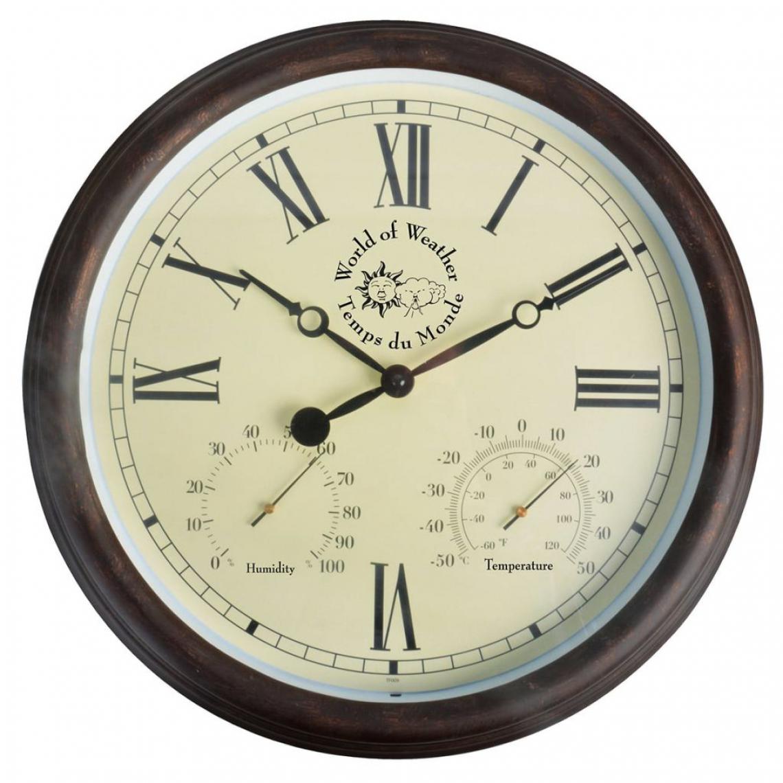 Icaverne - Chic Décorations reference Bamako Esschert Design Horloge de station avec thermo-hygromètre 30,5 cm TF009 - Horloges, pendules