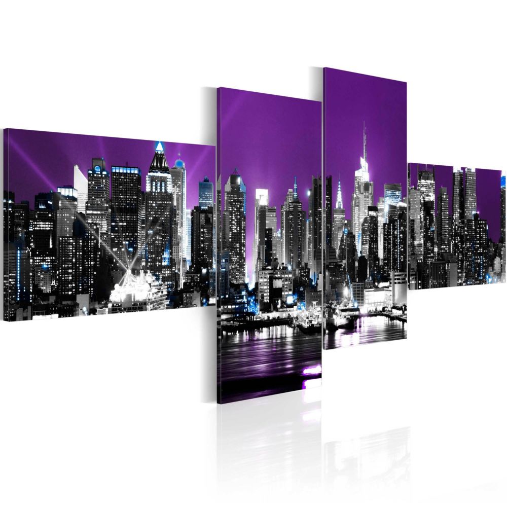 Artgeist - Tableau - New York sur le fond violet 100x45 - Tableaux, peintures