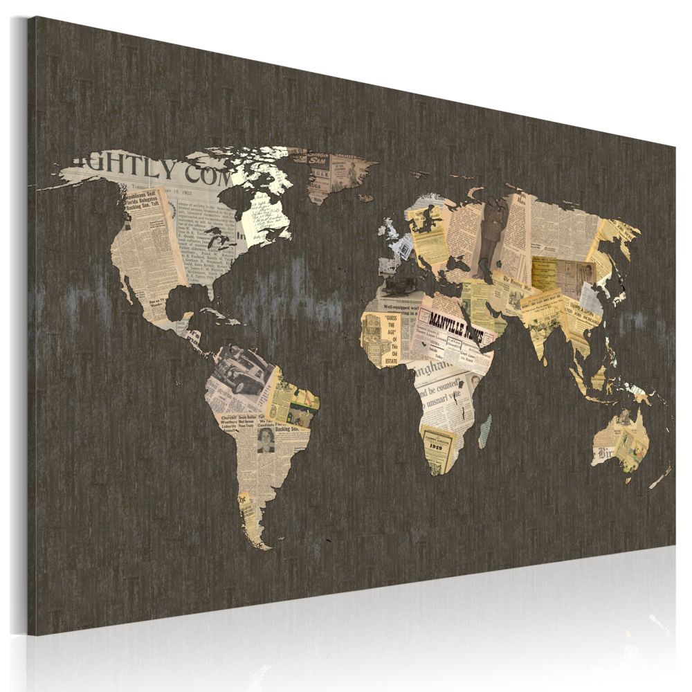 Bimago - Tableau | Nouvelles du monde | 60x40 | Cartes du monde | - Tableaux, peintures
