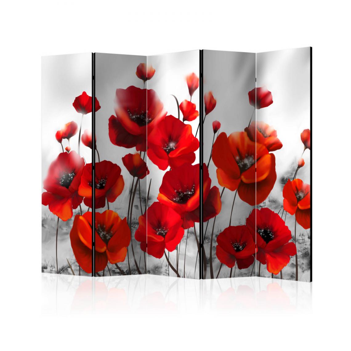 Artgeist - Paravent 5 volets - Poppies in the Moonlight II [Room Dividers] 225x172 - Paravents