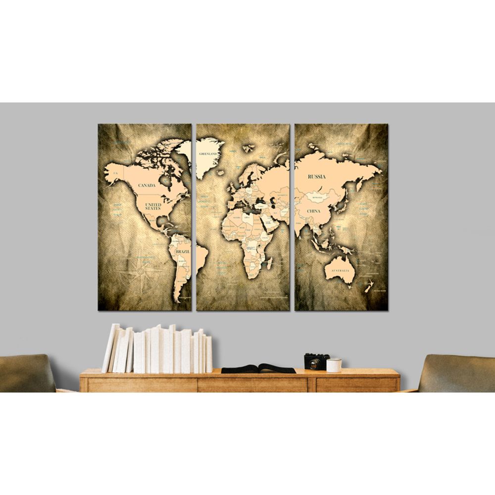 marque generique - 120x80 Tableau Cartes du monde Chic World Map: The Sands of Time - Tableaux, peintures
