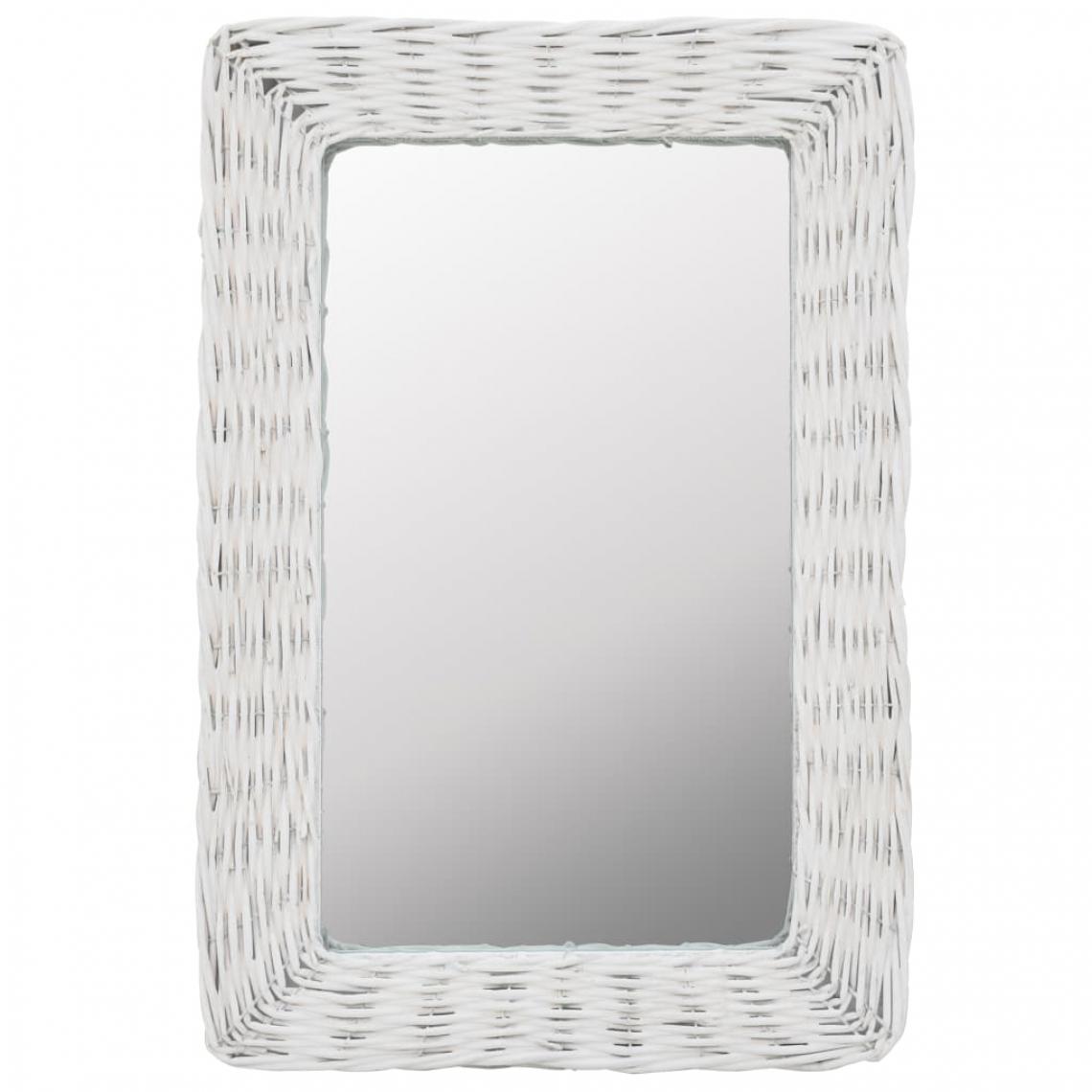 Decoshop26 - Miroir Osier Blanc 40 x 60 cm DEC022739 - Miroirs