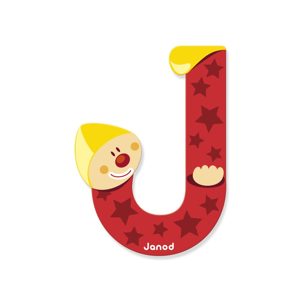 Janod - Lettre décorative clown en bois : J - Objets déco