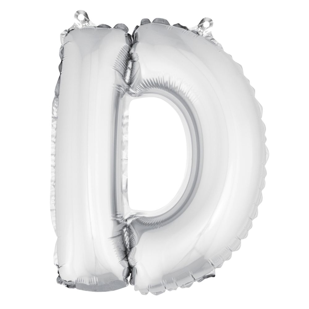 Visiodirect - Ballon uni métallisé en aluminium argent lettre D - H 36 cm - Objets déco
