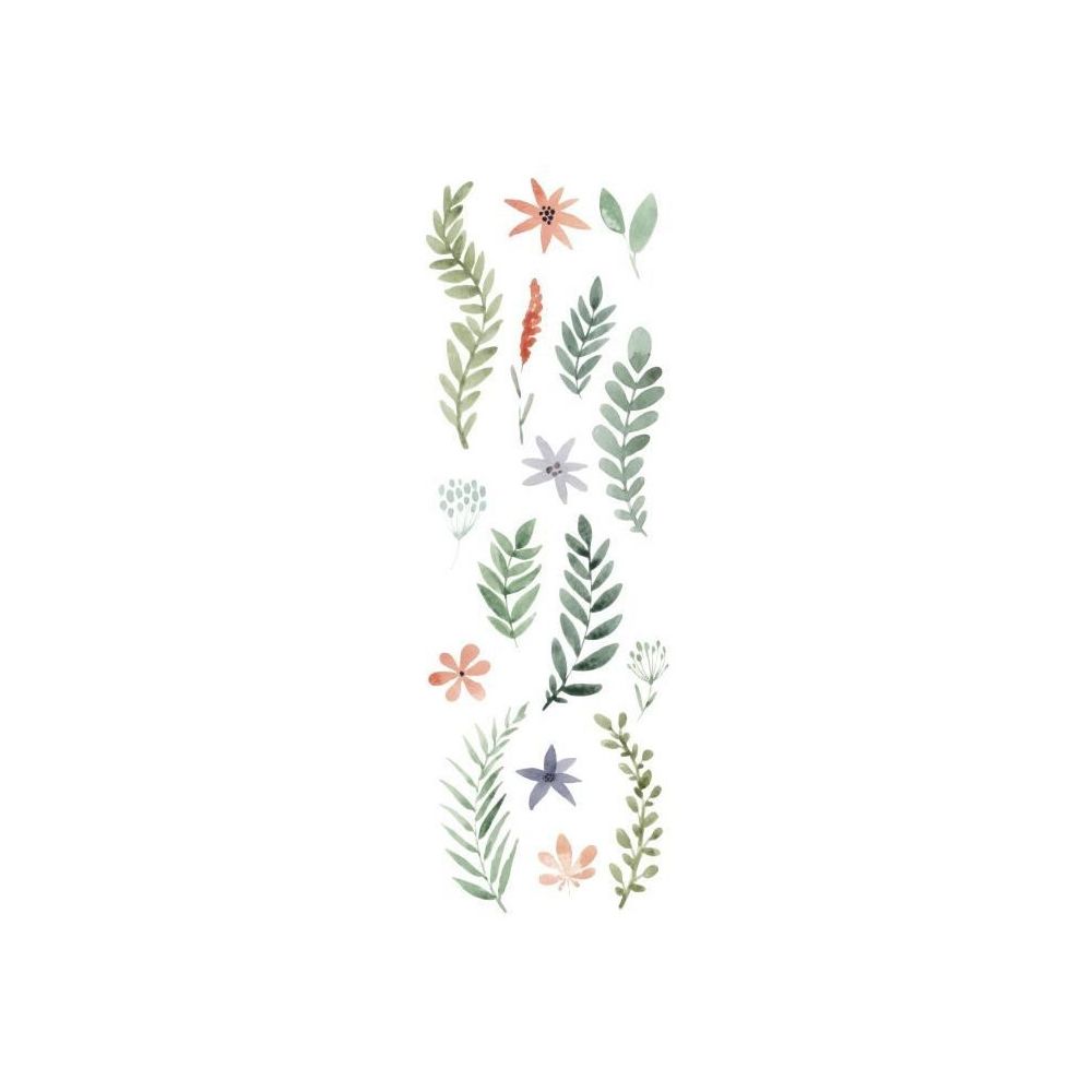 Plage - PLAGE Sticker déco Hortense - Planche 24x68 cm - Fleurs et feuilles stylisées - Tableaux, peintures