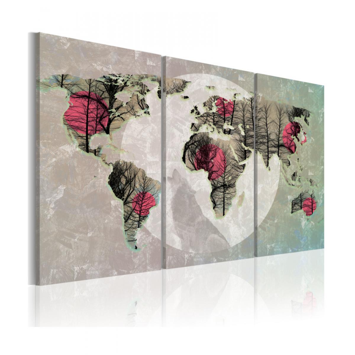 Artgeist - Tableau - Carte du Monde: Pleine lune - triptyque 90x60 - Tableaux, peintures