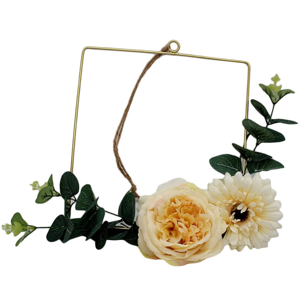 marque generique - Créatif en métal suspendu guirlande fleur couronne de fer anneau suspendu. Carré avec fleur - Plantes et fleurs artificielles