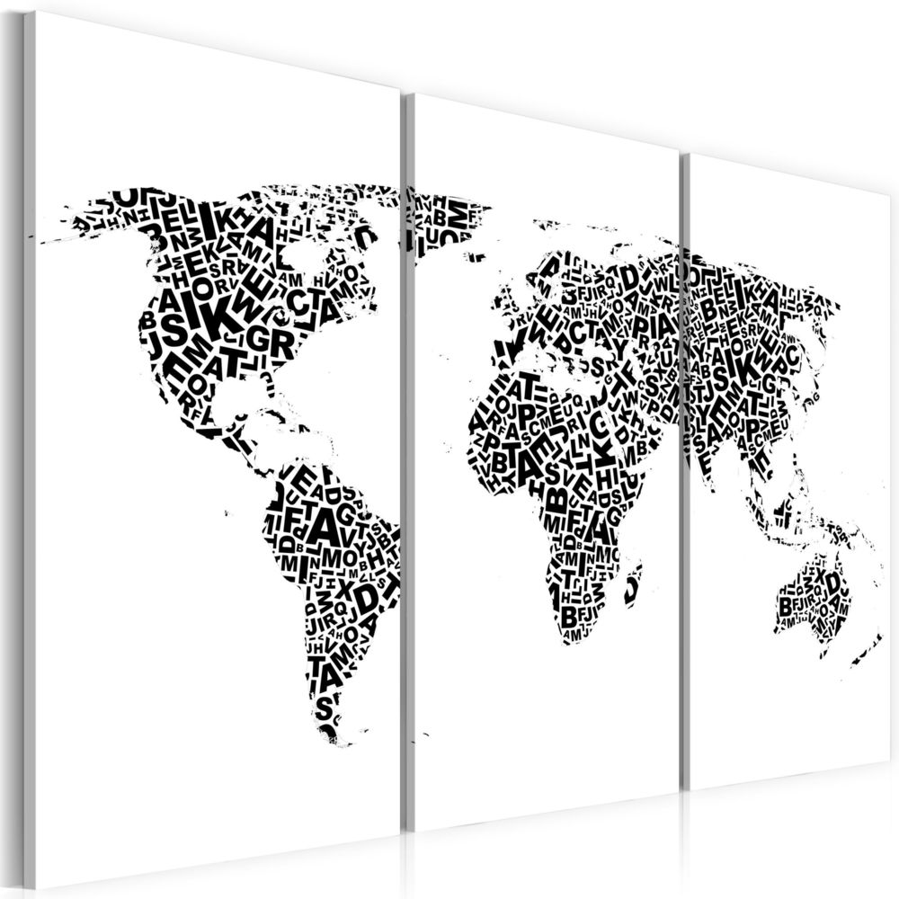 Artgeist - Tableau - Carte du monde en alphabet - triptyque 60x40 - Tableaux, peintures
