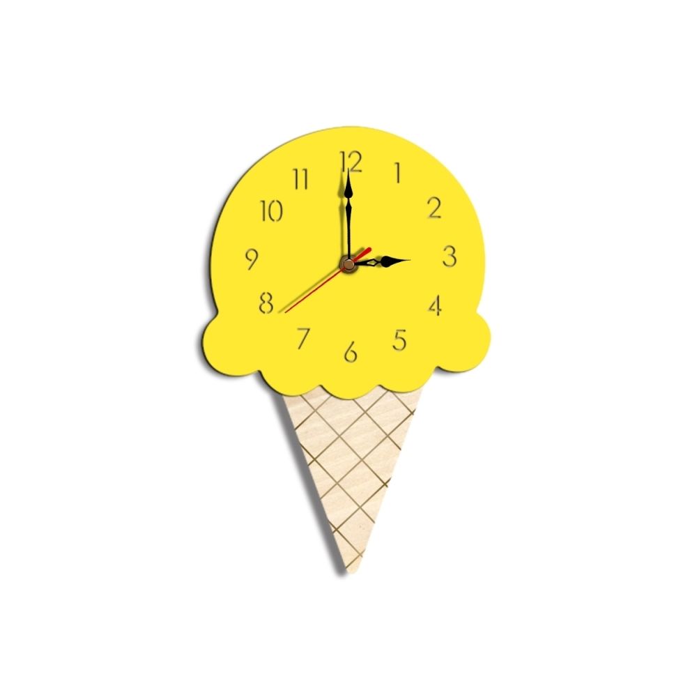 Wewoo - Horloge murale décorative style crème glacée jaune - Horloges, pendules