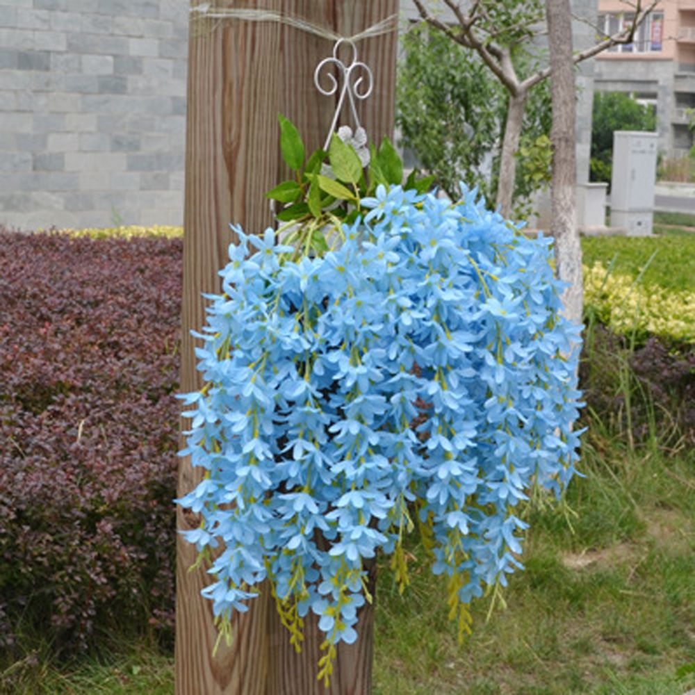 marque generique - 2pcs Soie Tas Plantes Suspendues Lilas Artificiel Bleu Fleur Guirlande Décoration - Plantes et fleurs artificielles