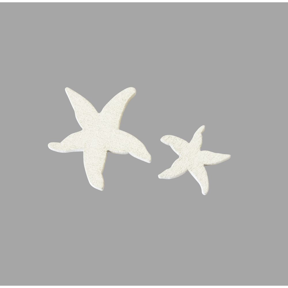 Visiodirect - 10 sachets de 12 Confettis en bois étoiles de mer blanches - 3 cm - Objets déco