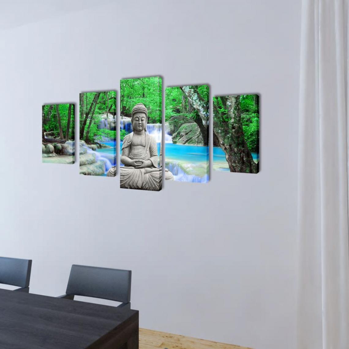 Icaverne - Icaverne - Affiches, reproductions et œuvres graphiques reference Set de toiles murales imprimées Bouddha 200 x 100 cm - Affiches, posters