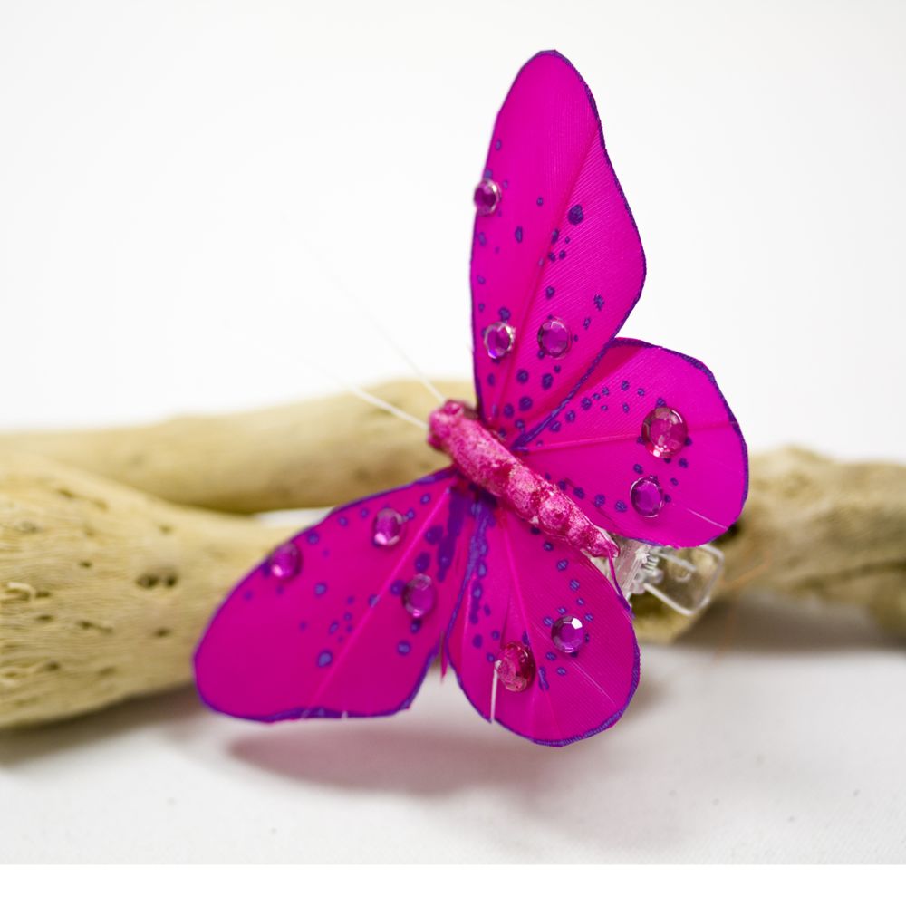 Visiodirect - Lot de 40 Papillons sur pince coloris Fuschia - 8 cm - Objets déco