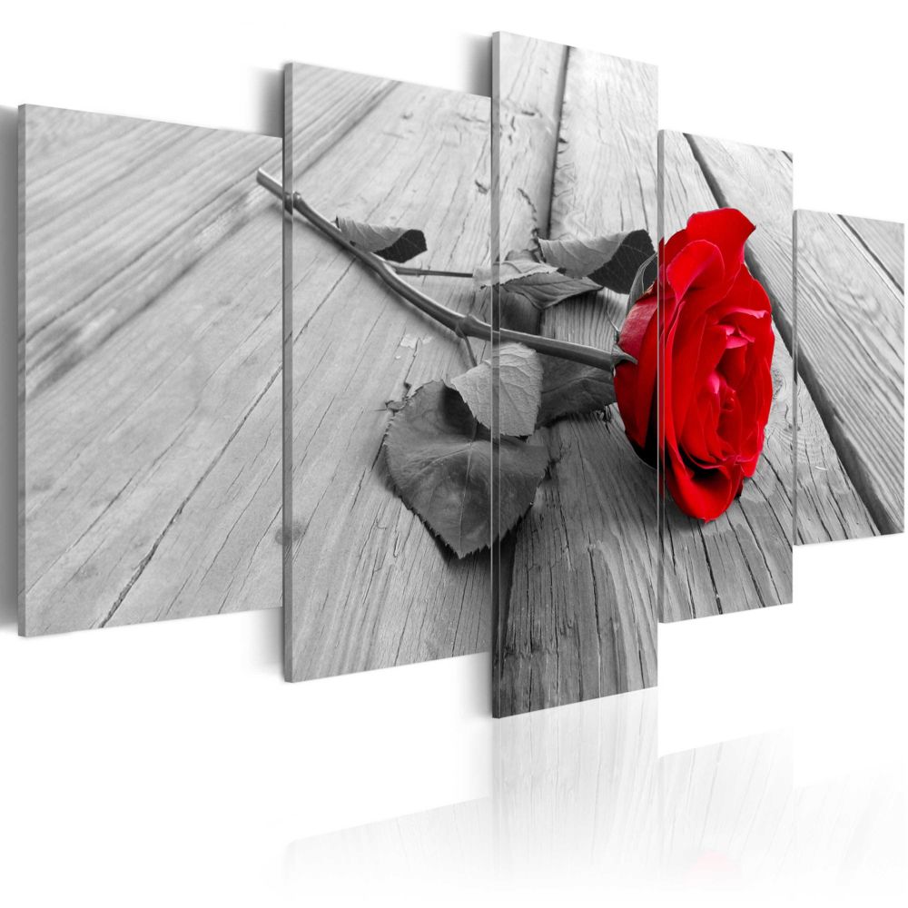 Bimago - Tableau - Rose sur bois - Décoration, image, art | Fleurs | Roses | - Tableaux, peintures