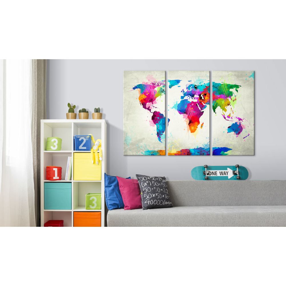 marque generique - 120x80 Tableau en liège Esthetique Colourful Expression [Cork Map] - Tableaux, peintures