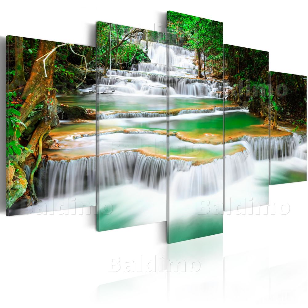Bimago - Tableau | Cascade forestière à Kanchanaburi, Thaïlande | 200x100 | XXL | - Tableaux, peintures