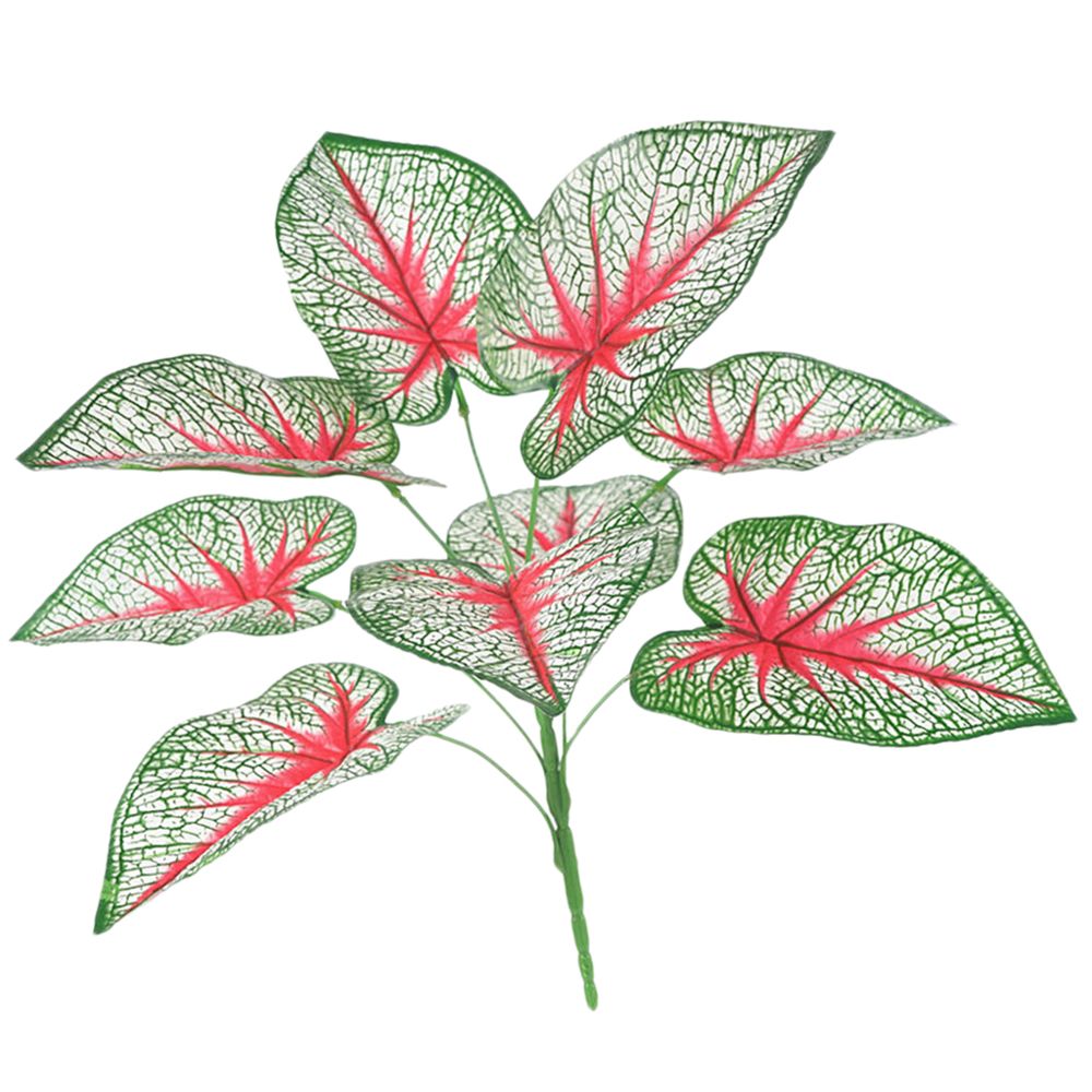 marque generique - 9 têtes de taro artificiel feuilles décor maison jardin, blanc / rouge rouge - Plantes et fleurs artificielles
