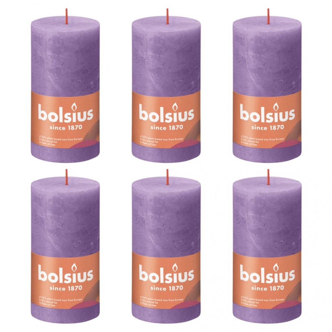 Bolsius - Bolsius Bougies pilier rustiques Shine 4 pcs 130x68 mm Violet vibrant - Bougies