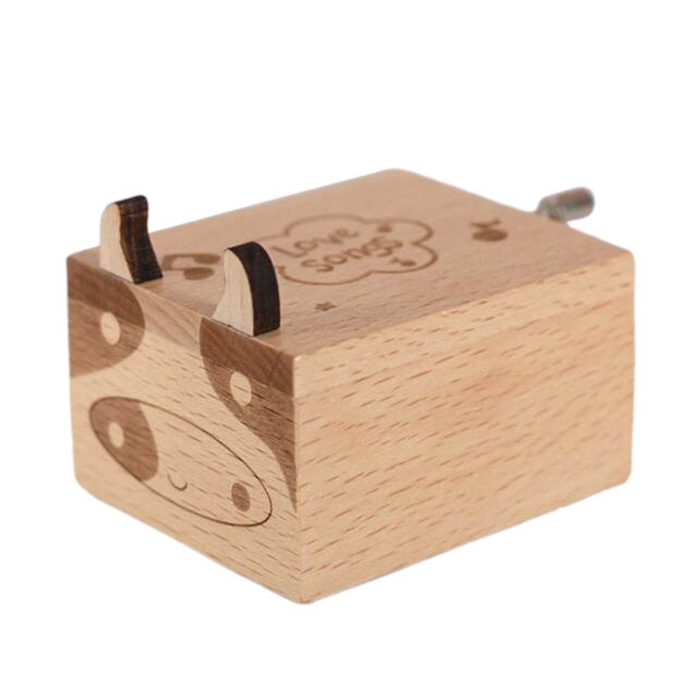 marque generique - Boîte de rangement musicale mécanique en bois, cadeau pour vache à enfants - Objets déco