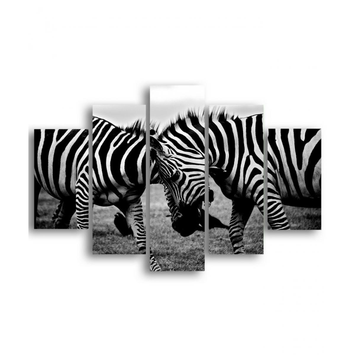 Homemania - HOMEMANIA Tableau Zebra - 5 pièces - Animaux - par salon, pièce - Multicouleur en MDF, 95 x 0,3 x 60 cm - Tableaux, peintures