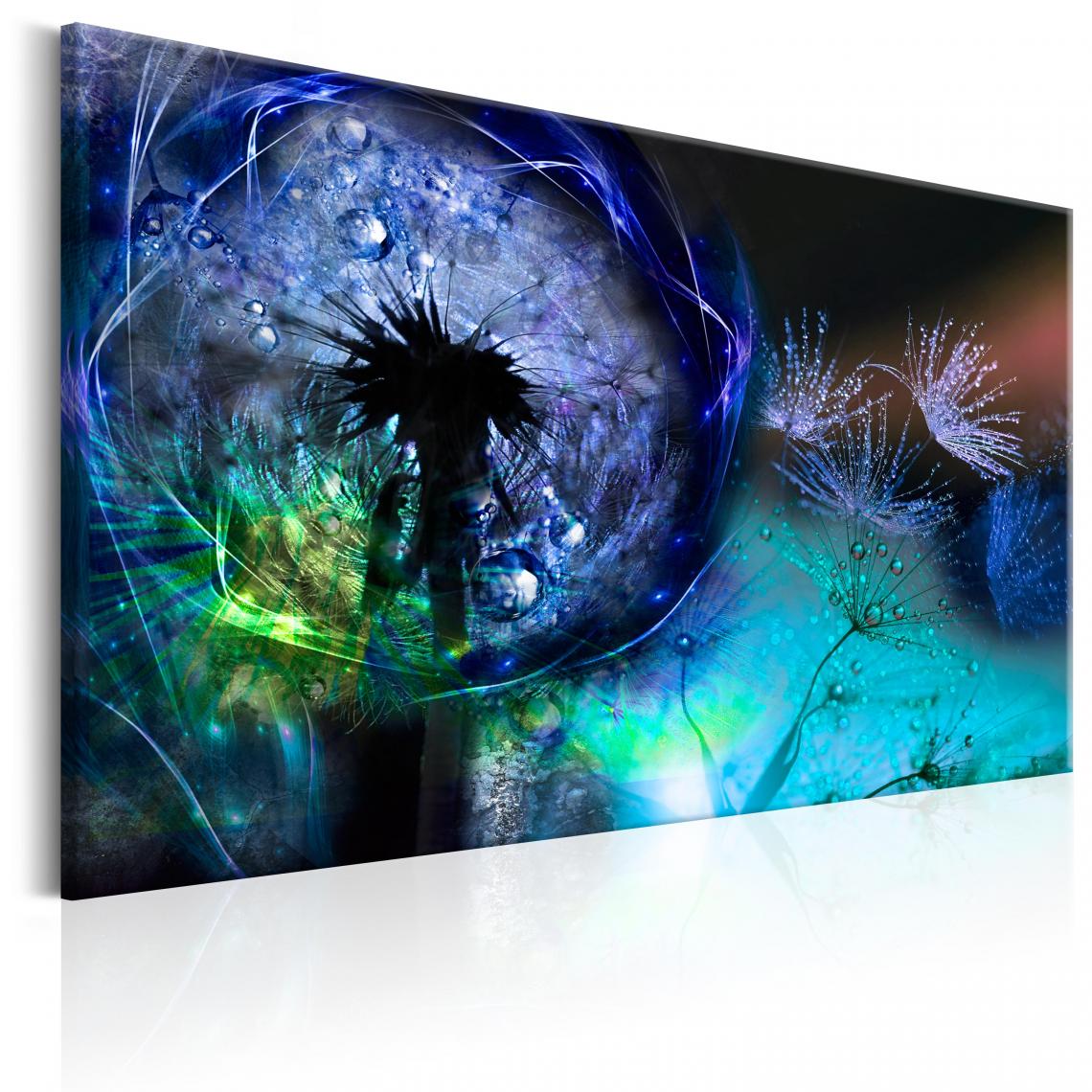 Decoshop26 - Tableau sur toile décoration murale image imprimée cadre en bois à suspendre Pissenlits: Lueur bleue 120x80 cm 11_0005120 - Tableaux, peintures