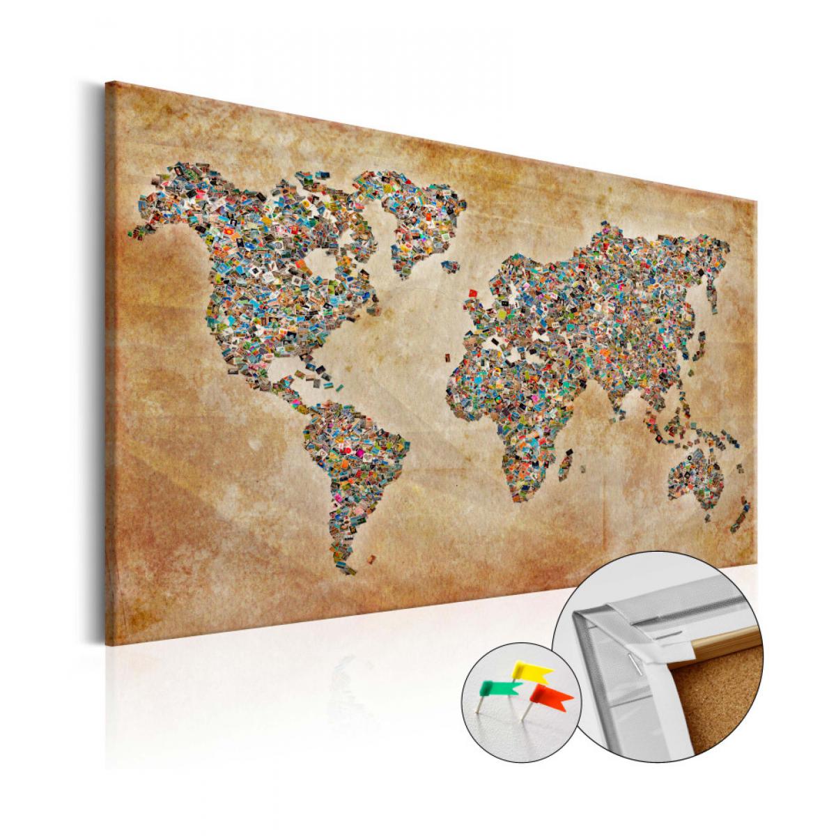 Artgeist - Tableau en liège - Postcards from the World [Cork Map] 90x60 - Tableaux, peintures