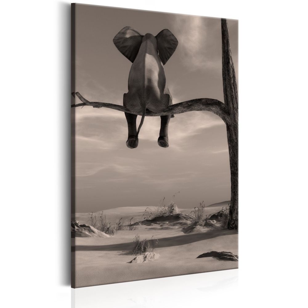 Bimago - Tableau - Elephant in the Desert - Décoration, image, art | Animaux | Éléphants | - Tableaux, peintures