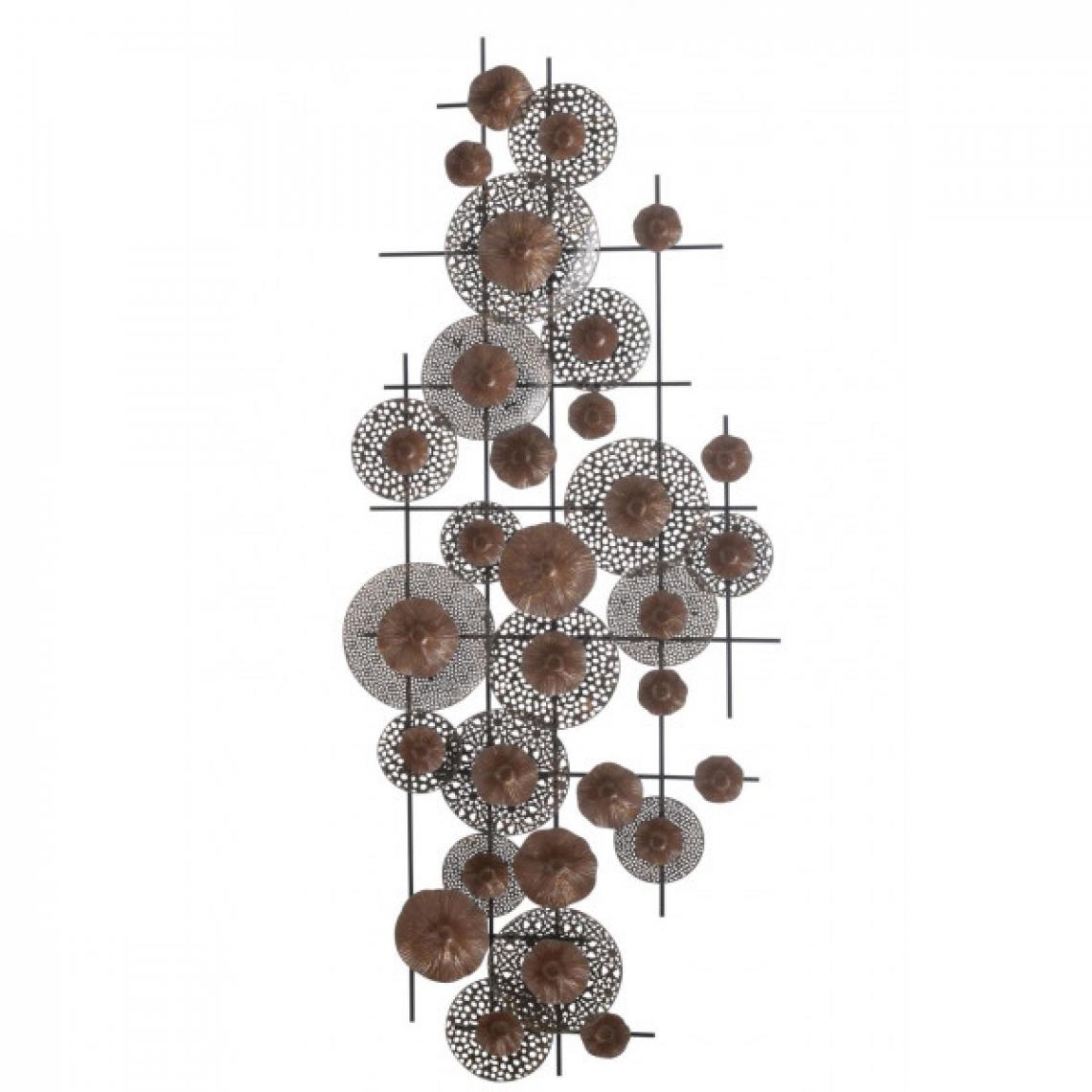 Dansmamaison - Deco Murle Fleurs Metal Marron - L 152 x l 61 x H 8 cm - Objets déco