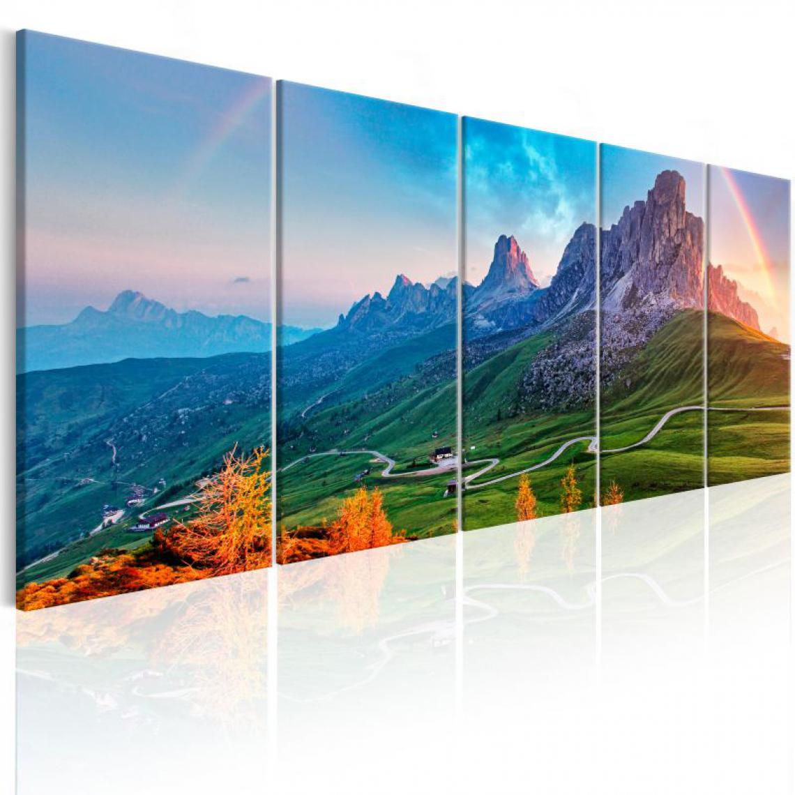 Artgeist - Tableau - Rainbow in the Alps I .Taille : 225x90 - Tableaux, peintures